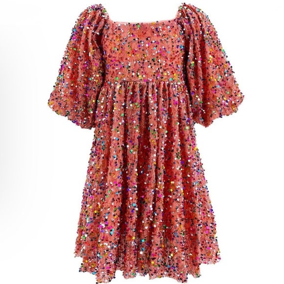 Lola + The Boys Other - Lola + The Boys Sequin Strawberry Birthday Cake Pink Dress size 4 NWT